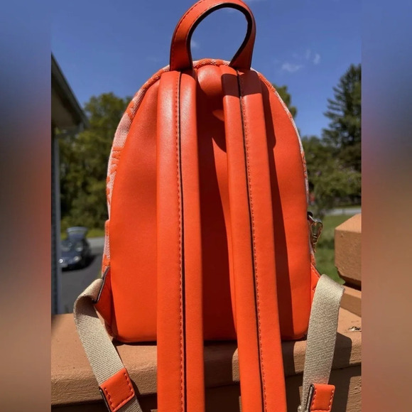 Michael Kors Orange Jacquard Mini Backpack Wallet 2-in-1 NWT